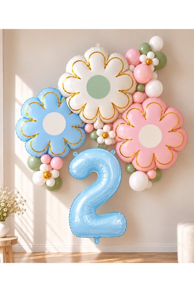 ALYA Set de baloane pentru ziua de naștere cu tema „Parti 2 Years” – margaret...