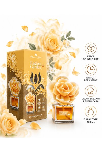 Elix Odorizant de cameră Bloom at Home, difuzor de parfum cu floare decorativă, aromă florală English Garden, 100 ml