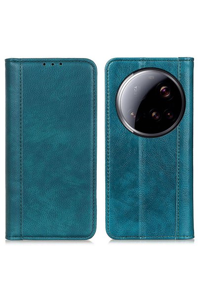 XGSM Husă tip carte pentru Xiaomi 15 Ultra, Piele despicată, Verde