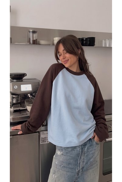 mare and co Çift Renkli Reglan Kollu Bisiklet Yaka Sweatshirt - Şardonsuz