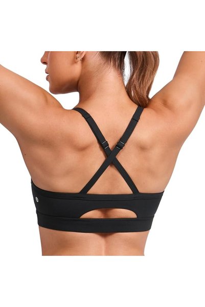 CRZ YOGA Butterlift Cut-Out Cross Back Sports Bras for Women - Medium Impact ...