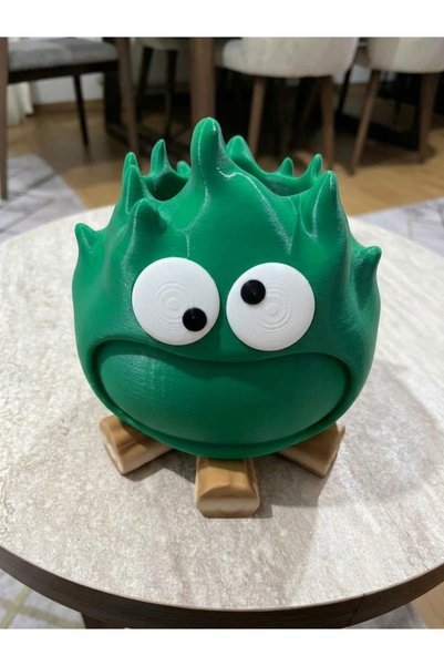 3D Metehan Sevimli Alev Figürlü Masaüstü Kalemlik Dekoratif Kalem Tutucu