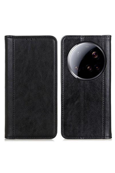 XGSM Husă tip carte pentru Xiaomi 15 Ultra, Piele despicată, Negru