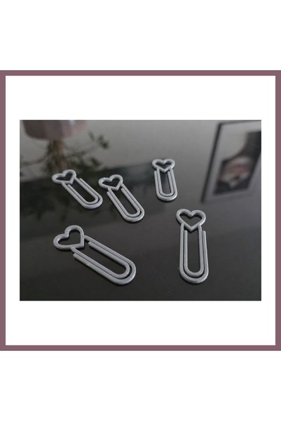 Generic Brand 3D Printed Heart Shaped Paper Clips - Set of 10 - Gray Bzss