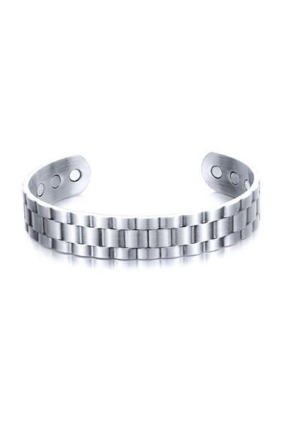 Alviro Brățară magnetică bărbătească ALVIRO, metalică, argintie, 18,5 cm