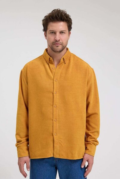 NGR Men's Ron Velvet Shirt Mustard