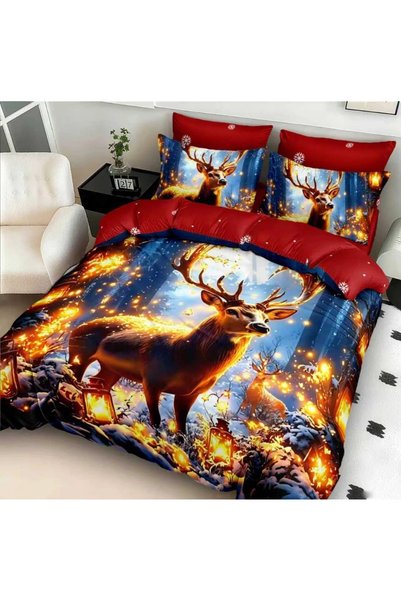 CumparaMisim Double bed linen with Stretchy, FINET, 5D Digital Print, Christm...