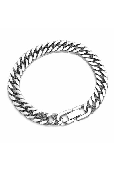 Alviro Brățară bărbătească tip panceră din oțel inoxidabil, argintie, 10 mm, ...