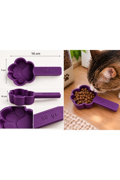 Dekor Pati Şeklinde 50 gr Kedi ve Köpek Maması Ölçü Kaşığı