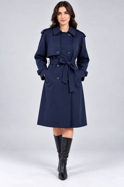 St.Poll Water Repellent Anti-Wrinkle Fabric Slit Trench Coat 120cm
