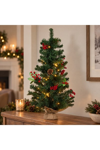 SHOPIENS Brad Decorativ Cu Pomusoare Si 40 LED 90 cm Shopiens®