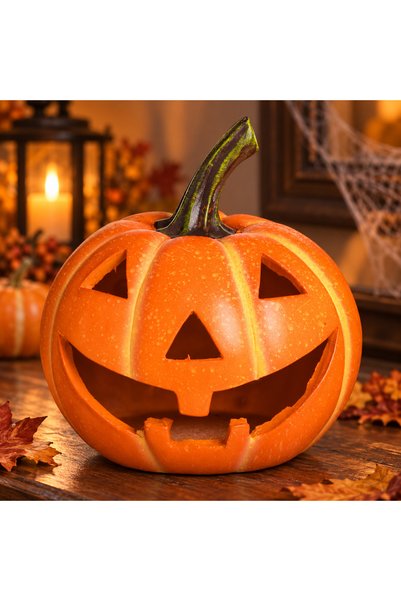 SHOPIENS Dovleac Cu Chip Sculptat Din Polirasina Halloween 27 cm Shopiens®