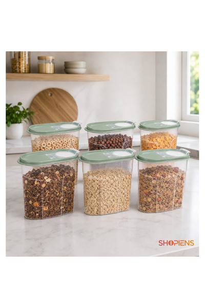 SHOPIENS Set 6 Recipiente Pentru Alimente Uscate 1.7 l Verde Menta Shopiens®