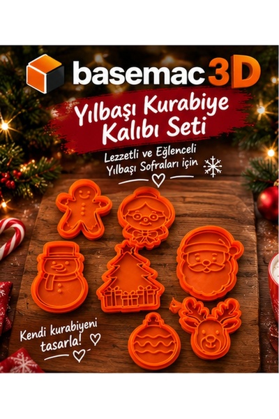 Genel Markalar Basemac3D Yılbaşı Kurabiye ve Şeker Hamuru Kalıbı Seti – 14 Pa...
