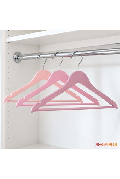SHOPIENS Set 3 Umerase Din Lemn In Nuante Roz Pastel