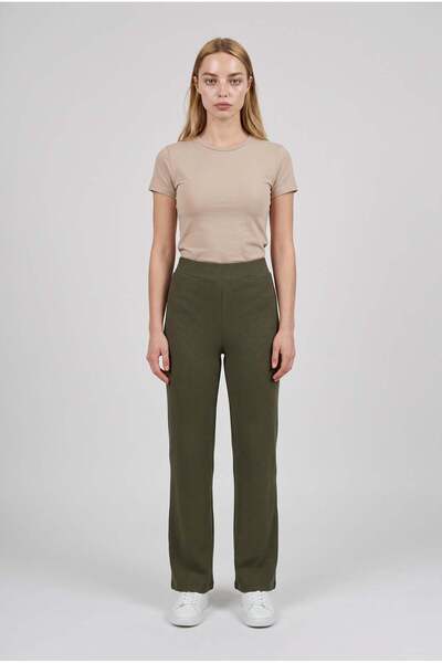 VACHT Women's Khaki Green Knitwear Trousers Single Bottom S-M-L Compatible Fl...