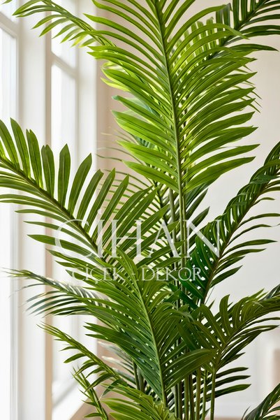 Cihan Çiçekçilik 200 cm Yapay Areka Palmiyesi Ağacı – 18 Yapraklı, 30x30 cm Küre Saksılı