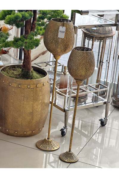 YASAR CONCEPT Floraison Metal Yer Feneri Set 15x72 Cm ve 18x85 Cm
