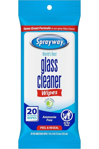 Sprayway SW199R Ammonia-Free Glass Cleaner Wipes, Fresh Scent, 20 Count