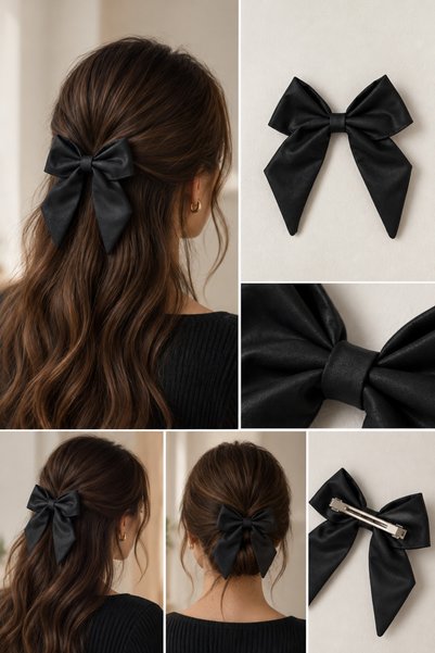 SERAPA Women's Long Tail Black Buckle Stylish and Elegant Hair Accessory