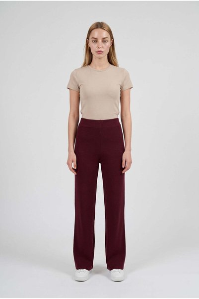 VACHT Women's Burgundy Knitwear Trousers Single Bottom S-M-L Compatible Flexi...
