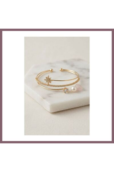Generic Brand Polar Star Model Gold Color Zircon Stone Women's Bracelet Bzss