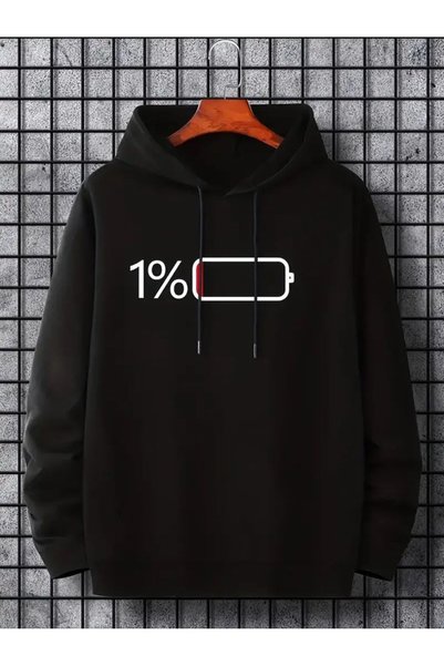 Urban Look Unisex Oversize Printed Hooded Sweatshirt with Kangaroo Pocket
