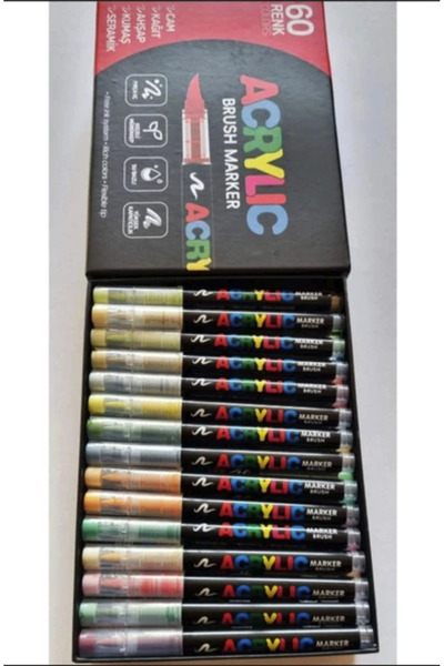 EyER Shoping Acrylic Marker Pen Set of 60, Flexible Brush Tip Paint Pens