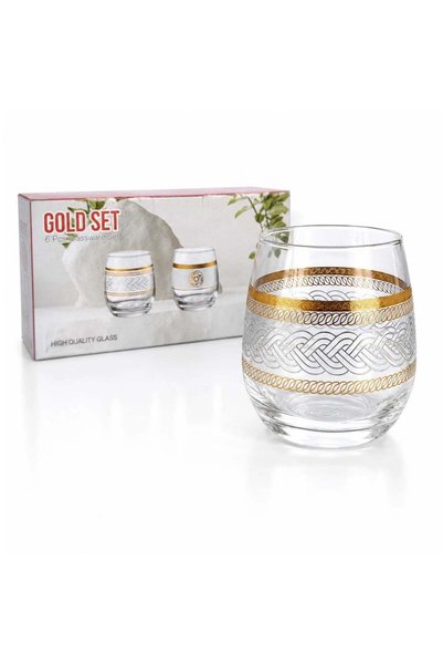 Reduceri Engros Glass Cup 6/ Top Bottom Set, Gold Model 9.5cm, Sheer