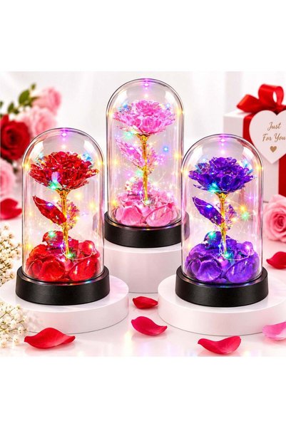 Reduceri Engros Trandafir Cristalizat 14cm cu Petale Decorative, Lumină LED M...