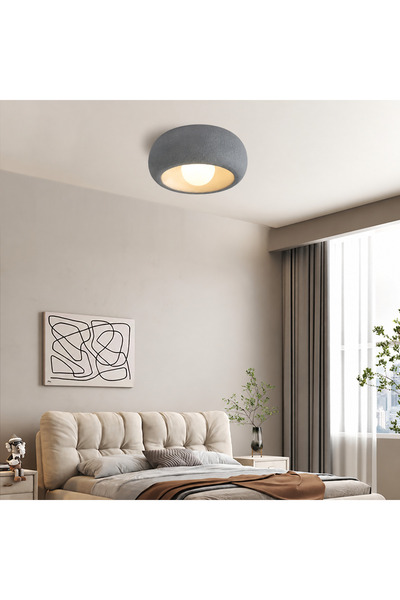 Ferisa Home Gri Beton Görünümlü Dokulu Plafonyer Avize E27 Duylu Tavana Sıfır...