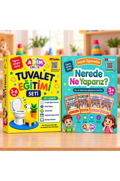 Tuvalet Eğitimi ve Neredе Ne Yaparız Eğitici Kartlar 2'li Gelişim Seti