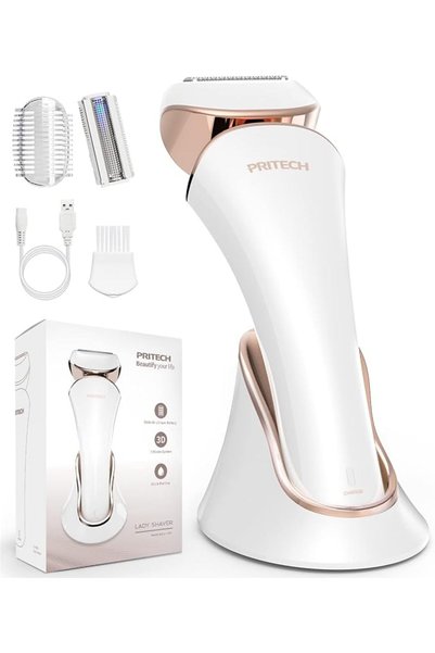 Pritech ماكينة حلاقة كهربائية للنساء للاستخدام الرطب/الجاف باللون الأرجواني