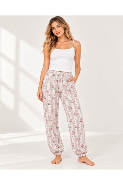 Nova Earth Art Women's Floral Patterned Elastic Waist Comfortable Cut Casual ...