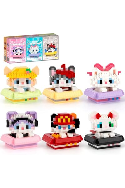 KASTWAVE Micro Cat Building Set with 6 Mini Cat Figures and Display Boxes, 19...