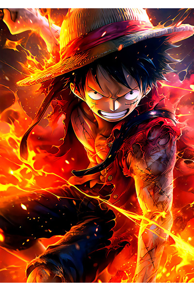 BLANKD Luffy Flame 1 One Piece Anime Metal Poster - Magnetic Wall Art Print