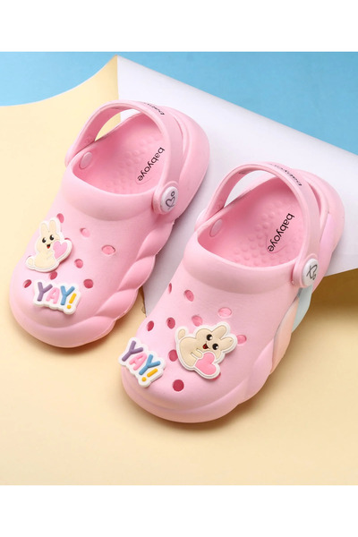 Babyoye Clogs with Bunny Applique - Pink