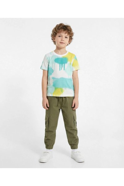 Ollington St. Cotton Knit Half Sleeves Grafffiti Spray Print T-Shirt & Twill ...