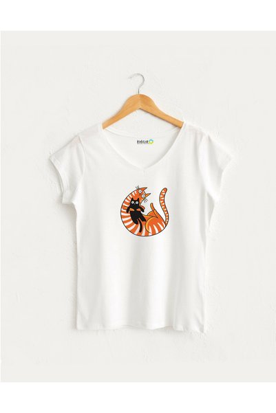 Kidilia Mother Baby Cat V-Neck T-Shirt