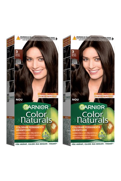Garnier 2x PACK Color Naturals 3 Dark Satin Permanent Hair Dye with Ammonia, ...
