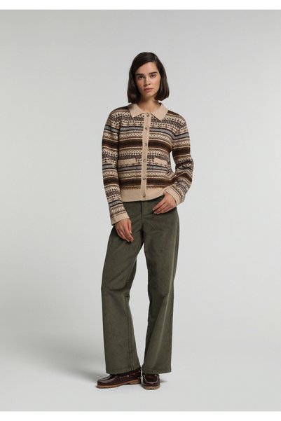 Colin's Regular Fit Yüksel Bel Geniş Paça Kadın Yeşil Pantolon