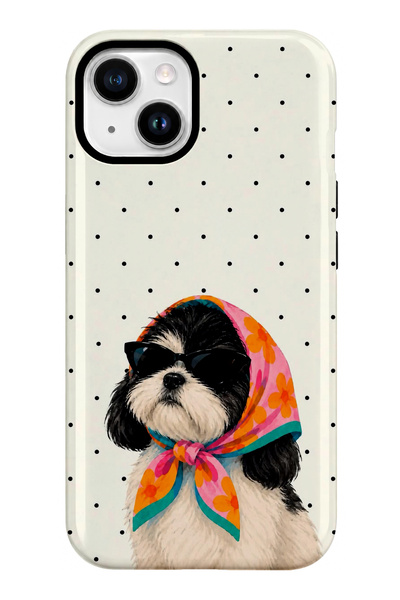 EDELFU متوافق مع iPhone 15 PLUS / 14 PLUS - غطاء ذو طبقتين بنمط منقط، غطاء حم...