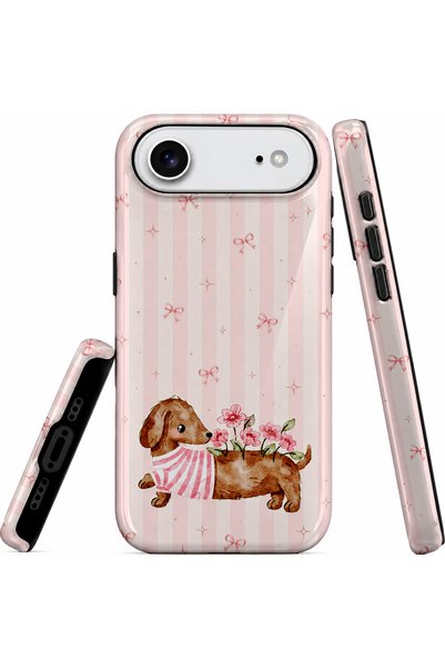 EDELFU متوافق مع iPhone 17 AiR - غطاء بطبقة مزدوجة بتصميم كلب داشهند مزين بال...