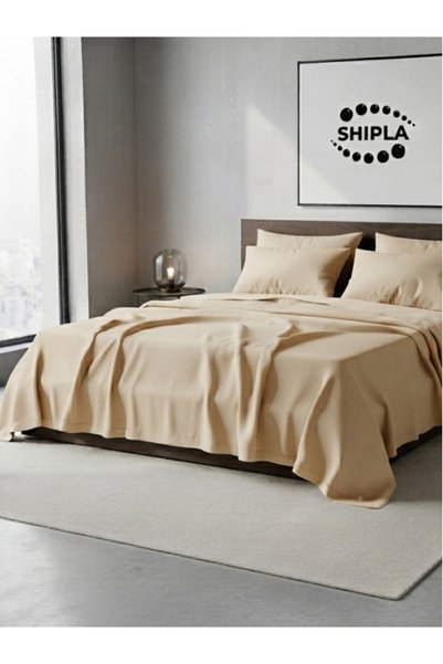 SHIPLA HOME Единичен памучен нееластичен долен чаршаф