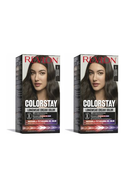 Revlon 2x Πακέτο Βαφής Μαλλιών Colorstay, Αρ. 3 (Σκούρο Καφέ)