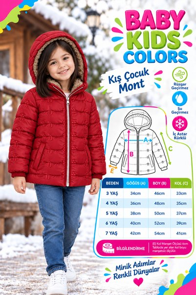 baby kids colors Vodootporan i vetrootporan devojčin kaput sa vezom