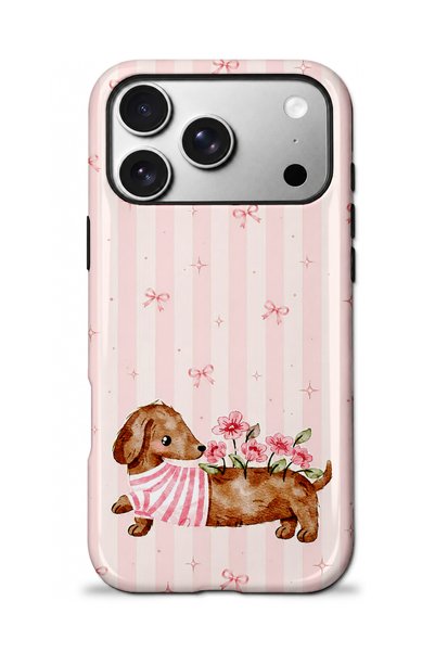 EDELFU متوافق مع iPhone 17 PRO - تصميم كلب داشهند مزين بالزهور، غطاء مزدوج ال...