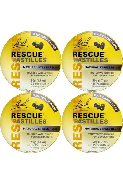 Rescue Bach PASTILLES, Black Currant Flavor, Natural Stress Relief Lozenges, ...