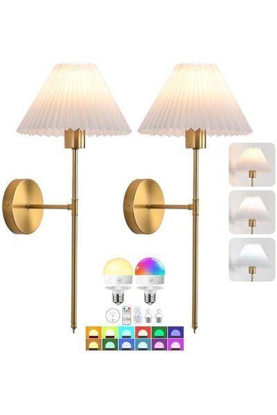 GENERAL مصباح حائط,Battery Operated Wall Sconce Set of 2,Rechargeable Wall Li...