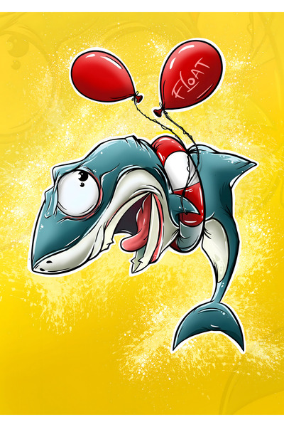 BLANKD Floating Shark Graffiti Metal Poster - Magnetic Wall Art Print